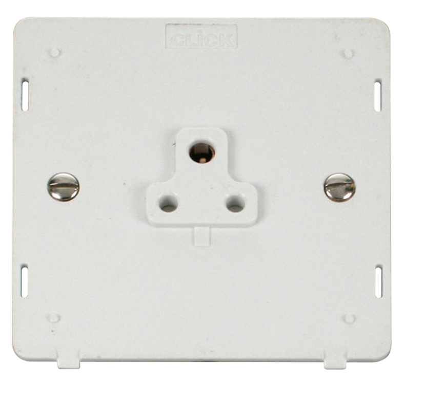 Click Definity Screwless Polar White 1G 2A Round Pin Single Socket White Insert