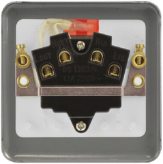 Click Deco Plus Polished Chrome 1G 13A Unswitched Fused Connection Unit & Neon White Insert