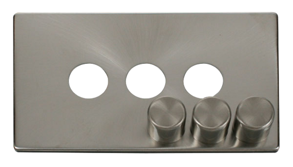 Click Definity Screwless Brushed Stainless 3G 2W Triple 400W Push On/Off Dimmer