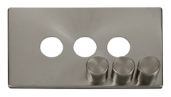 Click Definity Screwless Brushed Stainless 3G 2W Triple 400W Push On/Off Dimmer