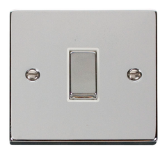 Click Deco Polished Chrome 1G Intermediate Light Switch White Insert