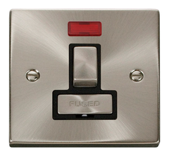 Click Deco Satin Chrome 1G 13A Switched Fused Connection Unit & Neon Black Insert