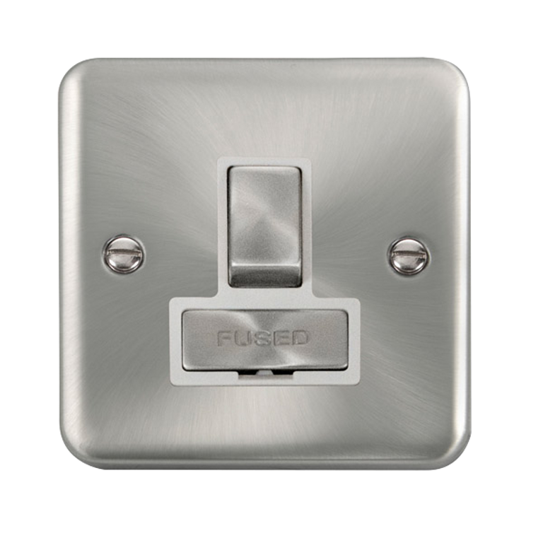 Click Deco Plus Satin Chrome 1G 13A Switched Fused Connection Unit White Insert