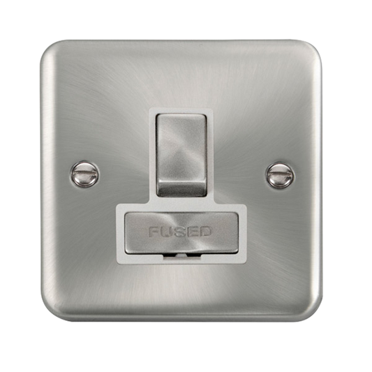 Click Deco Plus Satin Chrome 1G 13A Switched Fused Connection Unit White Insert