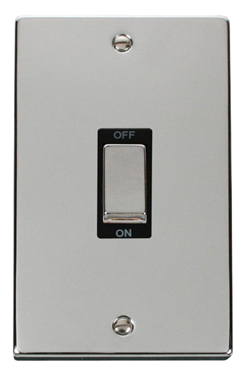 Click On Switch Click Deco Polished Chrome 2G 45A DP Vertical Switch Black Insert ...