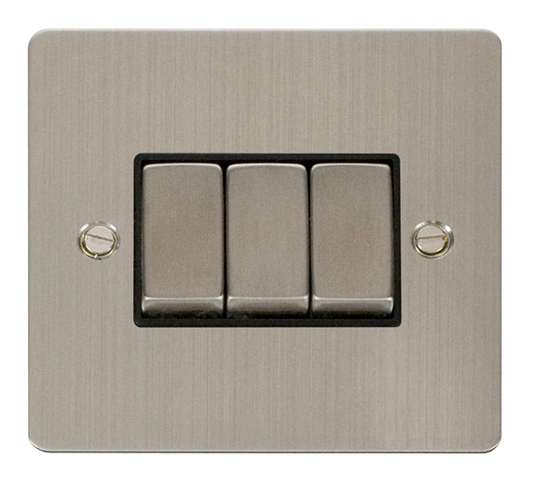 Click Define Stainless Steel 3G 2W Triple Light Switch Black Insert