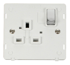 Click Definity Screwless Polished Chrome 1G 13A Single Switched Socket White Insert