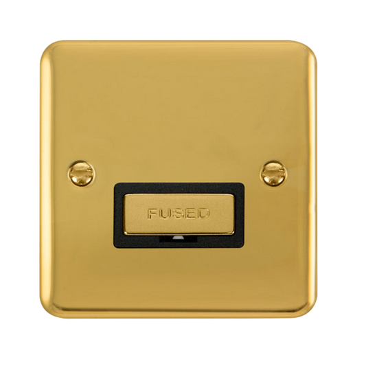 Click Deco Plus Polished Brass 1G 13A Unswitched Fused Connection Unit Black Insert