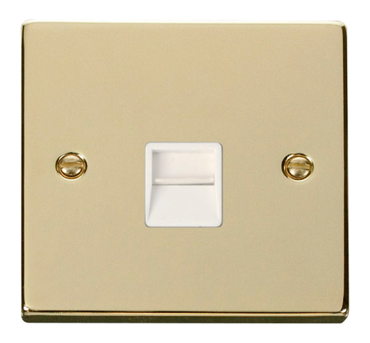 Click Deco Polished Brass 1G Single BT/Telephone Master Outlet White Insert