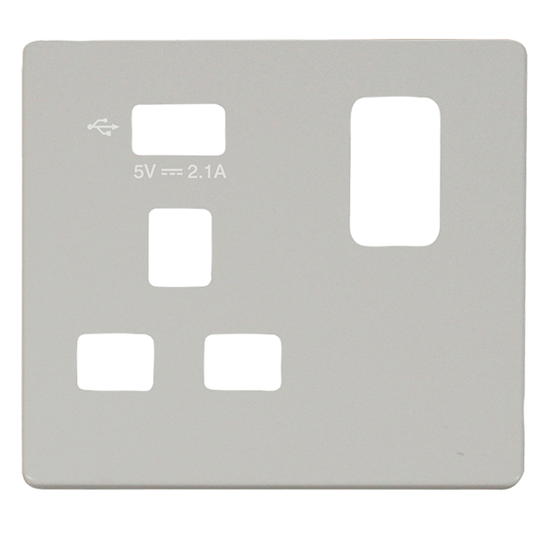 Click Definity Screwless Polar White 1G 13A Single Switched Socket c/w 1 x USB Outlet White Insert