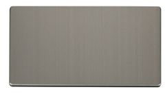 Click Definity Screwless Stainless Steel 2G Double Blank Plate