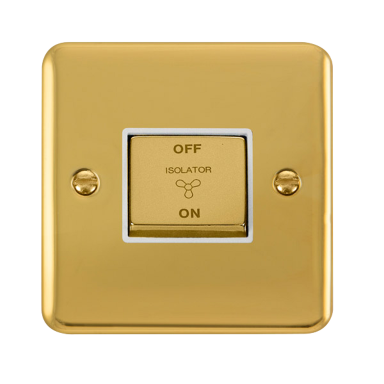 Click Deco Plus Polished Brass 1G Fan Isolator Switch White Insert