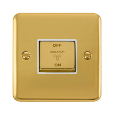 Click Deco Plus Polished Brass 1G Fan Isolator Switch White Insert