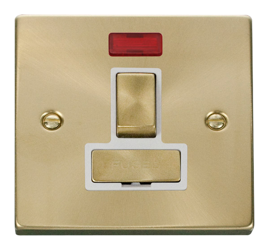 Click Deco Satin Brass 1G 13A Switched Fused Connection Unit & Neon White Insert