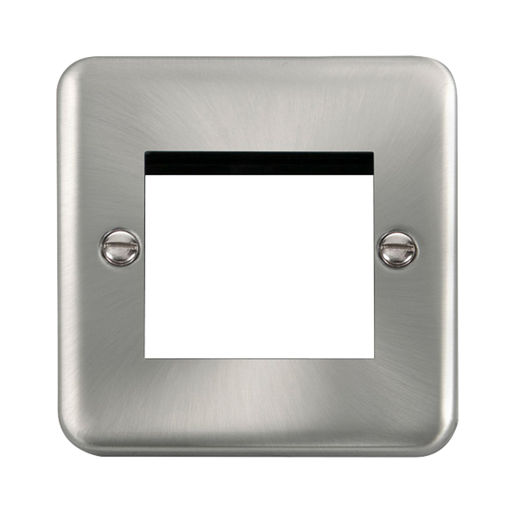 Click Deco Plus Satin Chrome 1G 2 Module Euro Media Plate