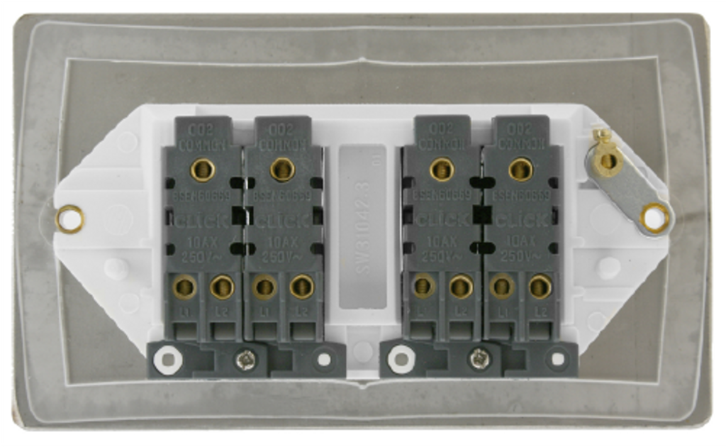 Click Define Brushed Stainless 4G 2W Quadruple Light Switch White Inse ...