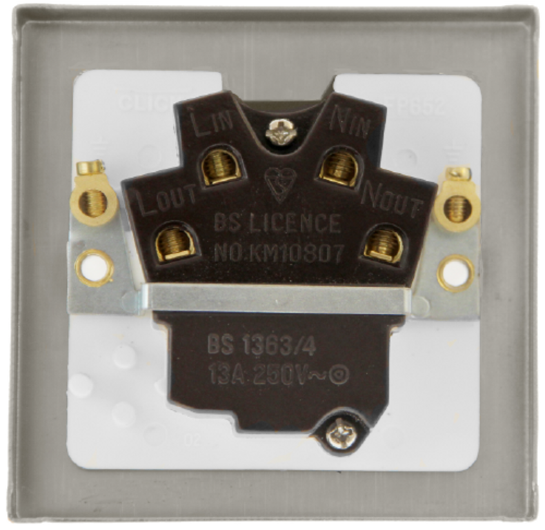 Click Deco Satin Brass 1G 13A Switched Fused Connection Unit Black Insert