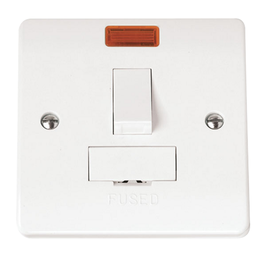 Click Mode White 1G 13A Switched Fused Connection Unit & Neon