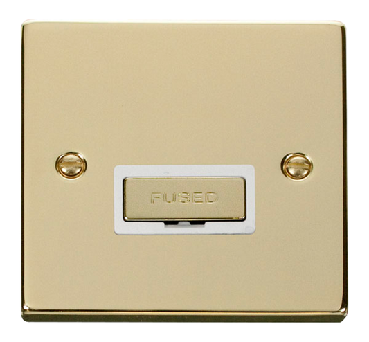 Click Deco Polished Brass 1G 13A Unswitched Fused Connection Unit White Insert