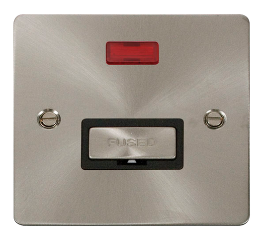 Click Define Brushed Stainless 1G 13A Unswitched Fused Connection Unit & Neon Black Insert