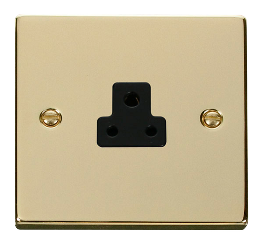 Click Deco Polished Brass 1G 2A Round Pin Single Socket Black Insert