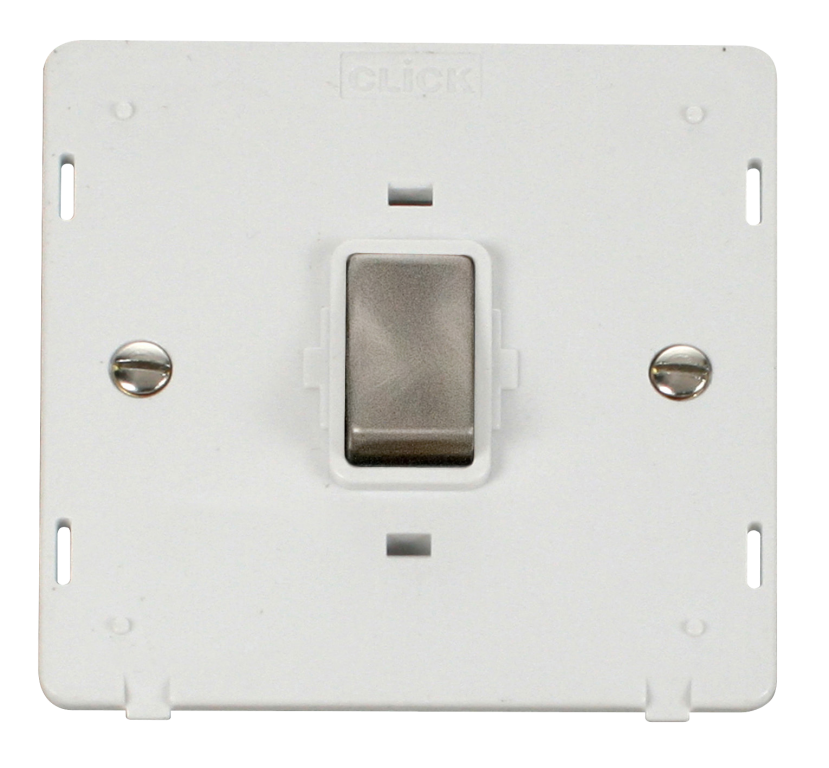 Click Definity Screwless Brushed Stainless 1G 20A DP Switch White Insert
