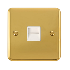 Click Deco Plus Polished Brass 1G Single BT/Telephone Master Outlet White Insert