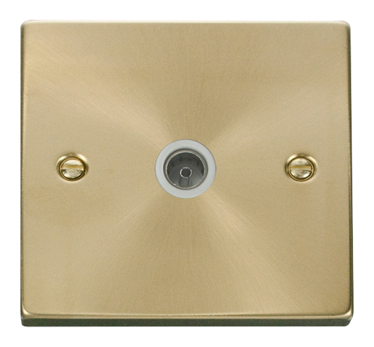 Click Deco Satin Brass 1G TV Coaxial Outlet White Insert