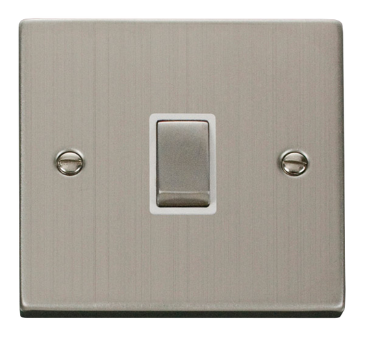 Click Deco Stainless Steel 1G 20A DP Switch White Insert