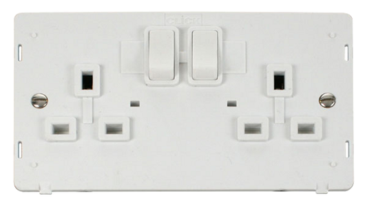 Click Definity Screwless Polar White 2G 13A Double Switched Socket White Insert