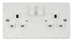 Click Definity Screwless Polar White 2G 13A Double Switched Socket White Insert