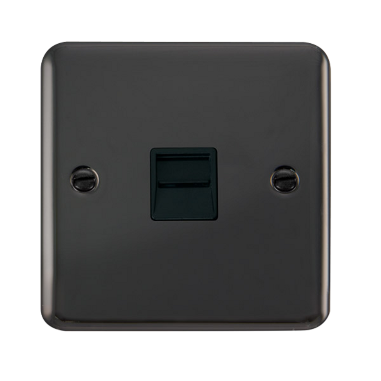 Click Deco Plus Black Nickel 1G Single BT/Telephone Master Outlet Black Insert