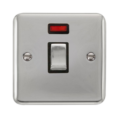Click Deco Plus Polished Chrome 1G 20A DP Switch & Neon Black Insert