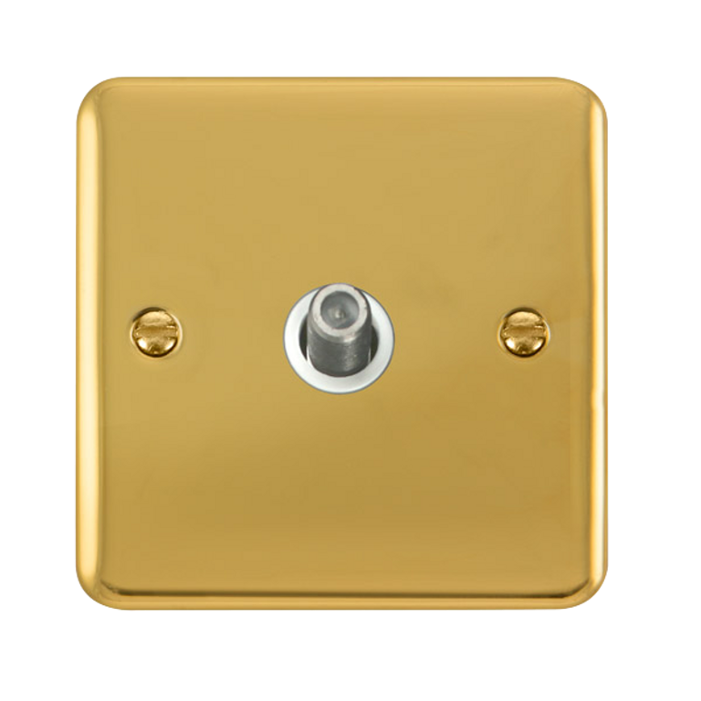 Click Deco Plus Polished Brass 1G F Satellite Outlet Plate White Insert