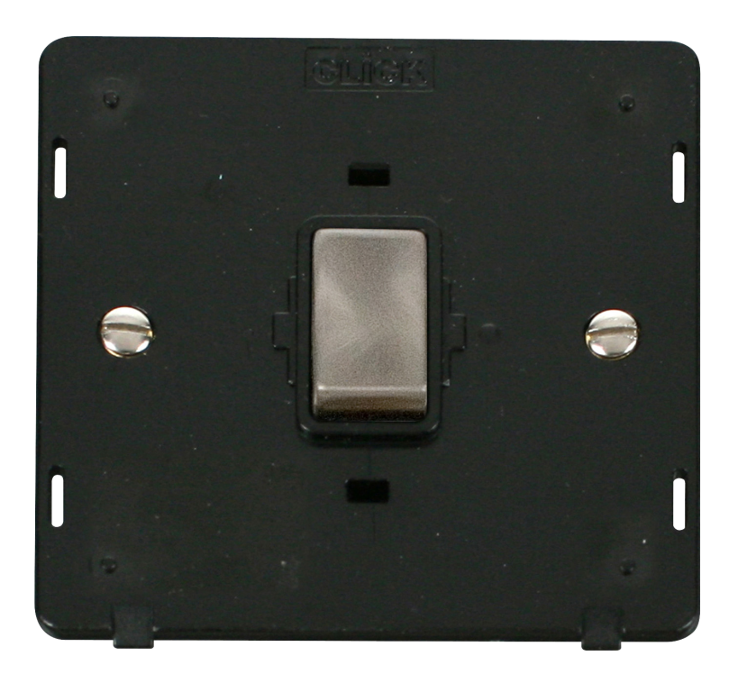 Click Definity Screwless Brushed Stainless 1G 20A DP Switch Black Insert