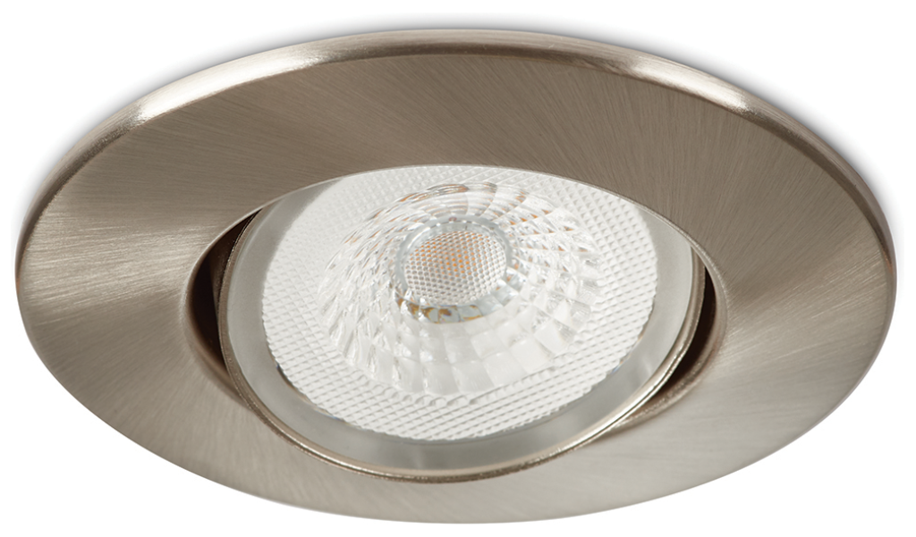 Collingwood H4Lite Brushed Steel Adjustable Warm White IP65 Fire Rated Downlight