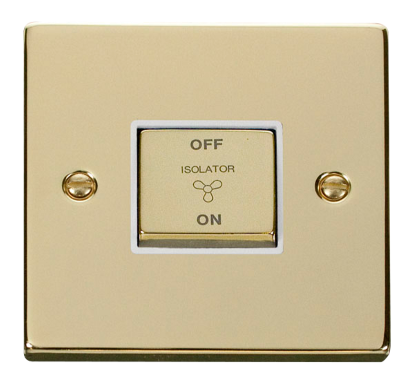 Click Deco Polished Brass 1G Fan Isolator Switch White Insert