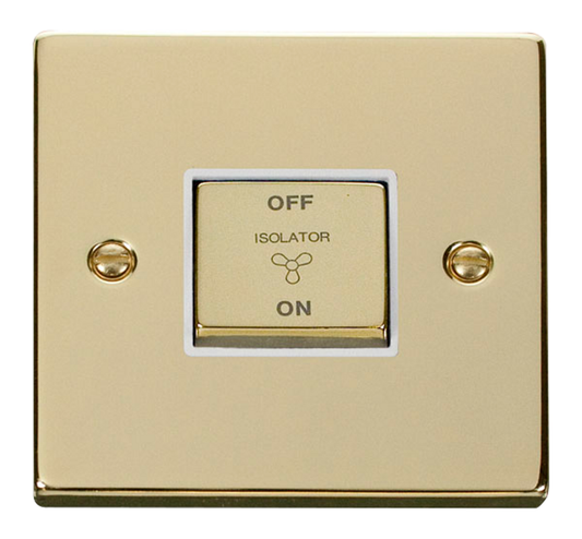Click Deco Polished Brass 1G Fan Isolator Switch White Insert