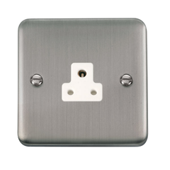 Click Deco Plus Stainless Steel 1G 2A Round Pin Single Socket White Insert