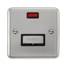 Click Deco Plus Polished Chrome 1G 13A Unswitched Fused Connection Unit & Neon Black Insert