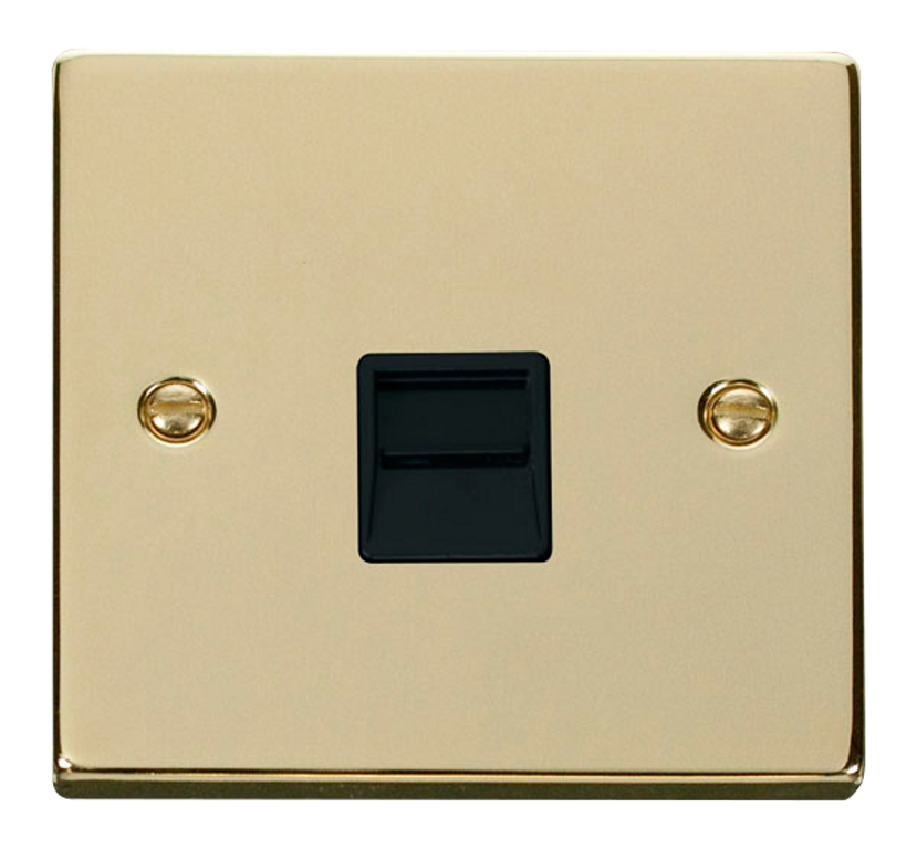 Click Deco Polished Brass 1G Single BT/Telephone Master Outlet Black Insert