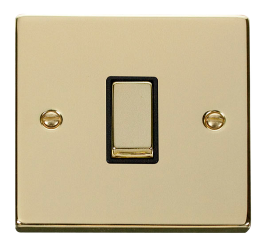 Click Deco Polished Brass 1G 2W Single Light Switch Black Insert