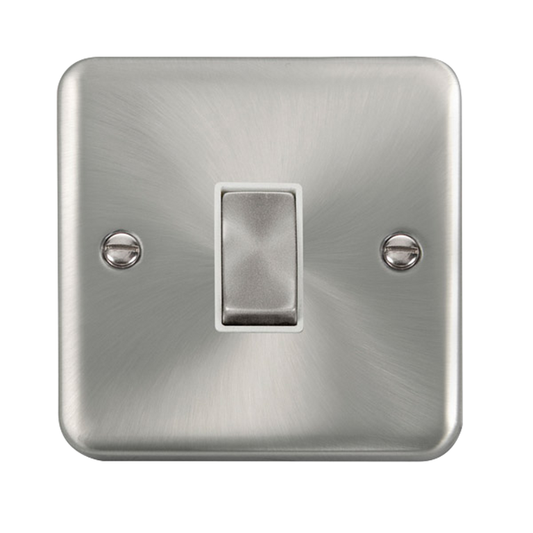 Click Deco Plus Satin Chrome 1G 2W Single Light Switch White Insert