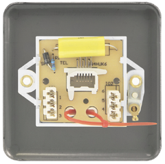 Click Deco Plus Satin Brass 1G Single BT/Telephone Master Outlet Black Insert