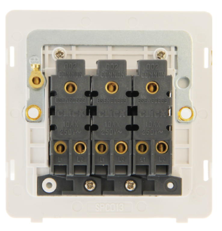 Click Definity Screwless Brushed Stainless 3G 2W Triple Light Switch B ...