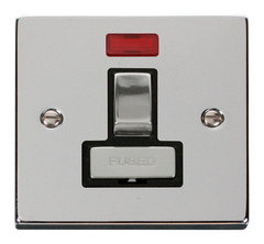 Click Deco Polished Chrome 1G 13A Switched Fused Connection Unit & Neon Black Insert