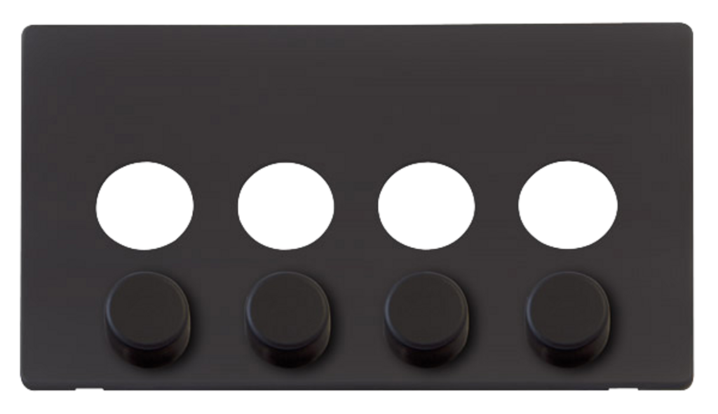 Click Definity Screwless Black 4G 2W Quadruple 400W Push On/Off Dimmer