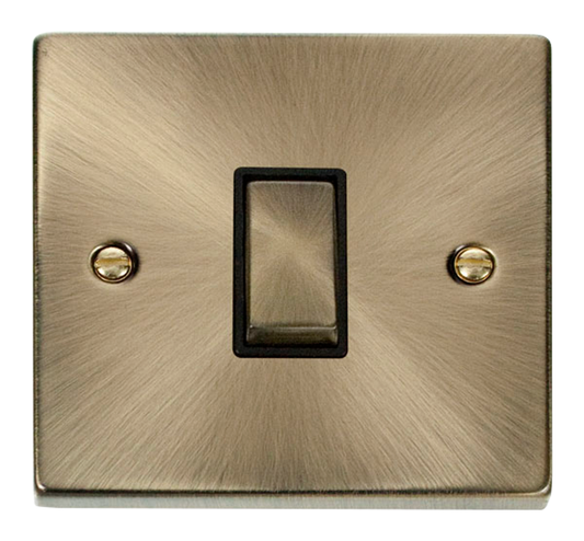 Click Deco Antique Brass 1G 2W Single Light Switch Black Insert