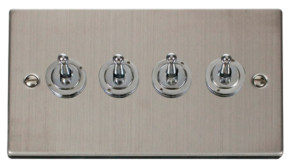 Click Deco Stainless Steel 4G 2W Quadruple Dolly Light Switch