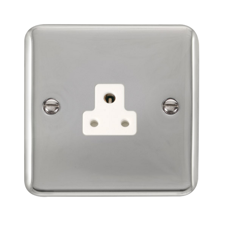 Click Deco Plus Polished Chrome 1G 2A Round Pin Single Socket White Insert